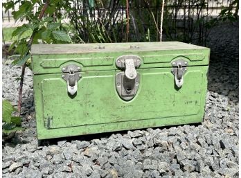 Antique Green Metal Tool Box Distressed With Age