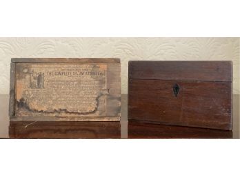 2 Antique Wood Boxes With Graphics