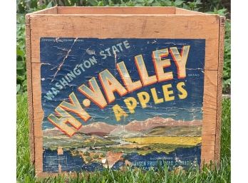 Vintage Washington State Hy Valley Apples Wooden Crate