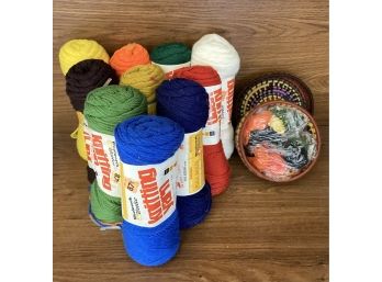 Bag Of Assorted Acrylic Knitting Yarn