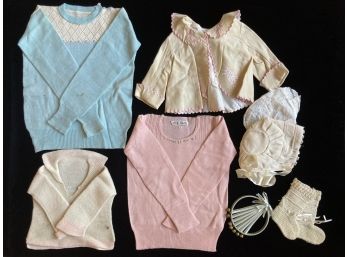 Assortment #1 Of Antique/Vintage Baby Clothes, Including Bonnets