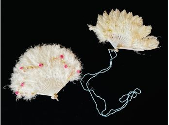 2 Small Articulated Feathered Fans Very Fragile