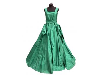 Fabulous Authentic Handmade Vintage 1954 Christian Dior-New York Green Silk Taffeta Ball Gown