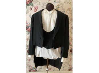 Antique Mens Tux With Tails, Shirt Heavy