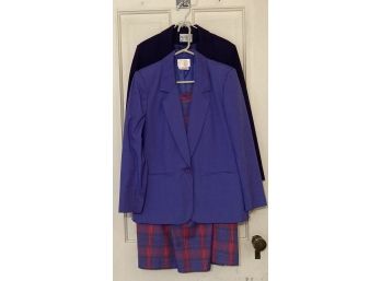 Vintage Pendleton Ladies Suit Sets With Skirt One Purple And One Navy Size 14