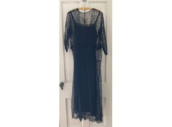 Antique Ladies Long Black Lace Gown