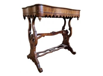 Antique Victorian Mahogany Side Table With Lyre Design Base