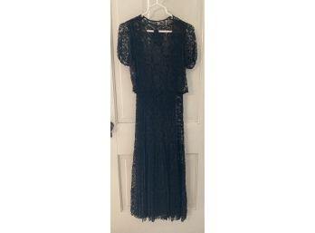 Antique Black Lace Long Gown With Vest, Very Small