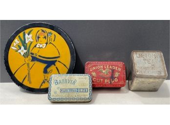 Small Collection Of Vintage Tins Including Lipton's Tea
