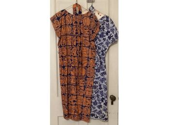 2 Vintage Handmade Size Large Batik Dresses