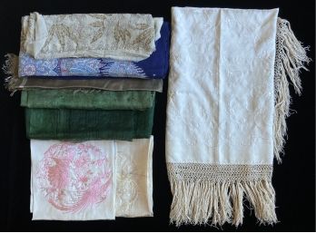 Assortment Of Antique Ladies Accessories Including A Shawl, Green Veil, Handkerchiefs And More!