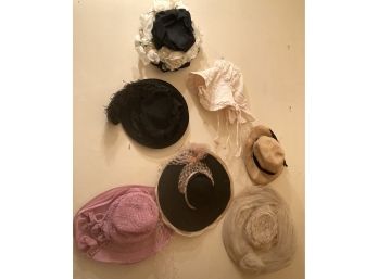Antique Hat Lot, Various Styles And Materials Size Small