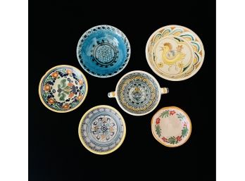 6 Piece Hand Painted Small Ceramic Bowls, Made In Italy, Jerusalem, Old Western And More!