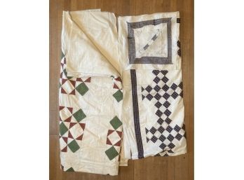 2 Vintage Unfinished Handmade Quilts W Batting & Backing Good Condition