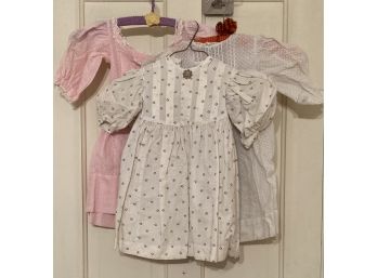 3 Antique Toddler Girl Dresses With 1 Pink