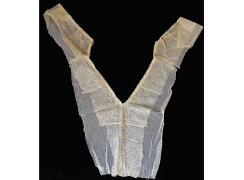 Delicate Antique Lace & Pearl Head Dress Adornment Cut From Original Dress