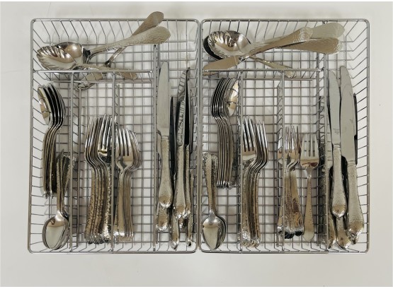 Flatware With Hammered Handles Service For 16 Missing 1 Small Fork
