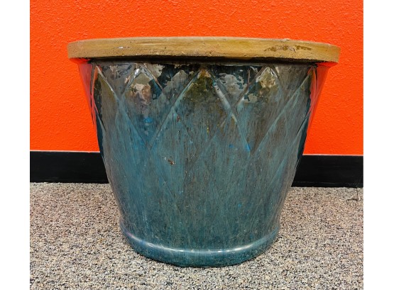 Clay Glazed Planter In Teal