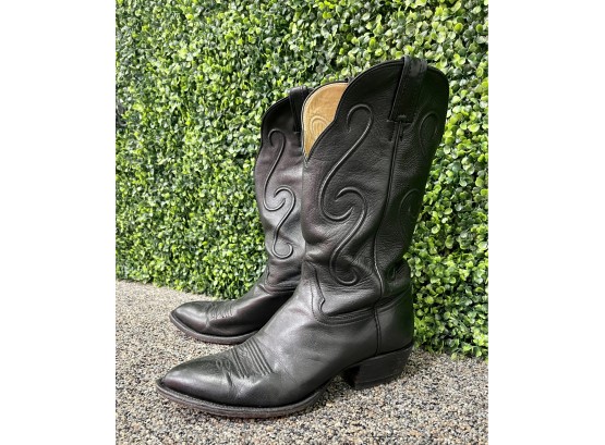 Men's Hondo Black Leather Boots Size 10.5 D Good Condition