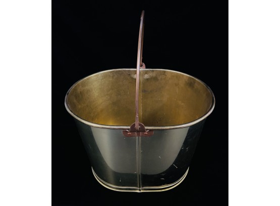 Oval Brass Bucket With Copper Handle