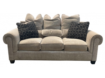Kisabeth Custom Neutral Tone Pillow Back Sofa With Accent Pillows