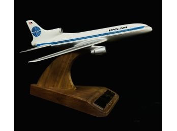 Vintage Pan Am Model Plane On Wood Stand