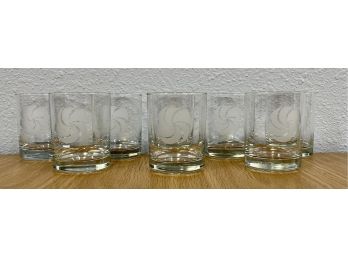 8 Rocks Glasses With Etched Spiral