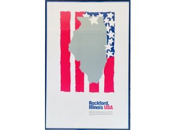 Vintage Framed Rockford Illinois Poster