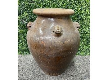 Very Large Glazed Clay Floor Vase