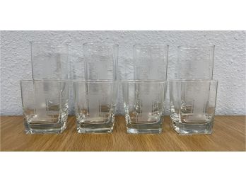 8 Piece Glassware With 4 Rocks And 4 Tumblers With 'i'
