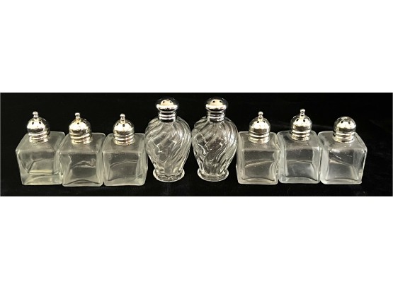 8pc Collection Of Small Glass Salt N Pepper Shakers