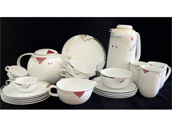 Studio Nova Attitudes By Mikasa Art Deco Post Modern China Set Incl. Plastic Vacuum Carafe, Tea Pot & More