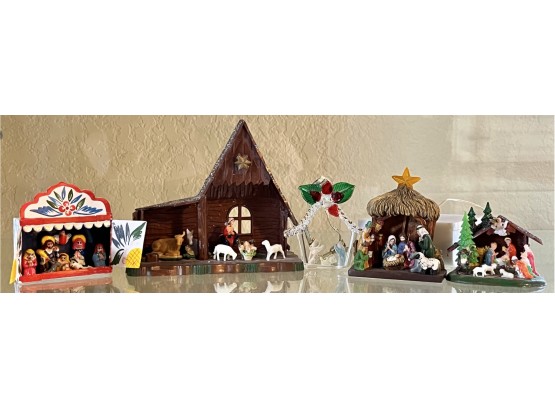 5pc Collection Of Tiny Holiday Nativity Scene Decor