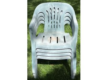 4 Used Green Outdoor Chairs