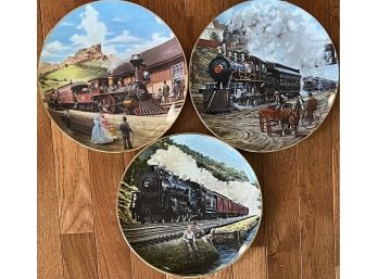 3pc Collectible Classic AMerican Trains Plates W/ COAs