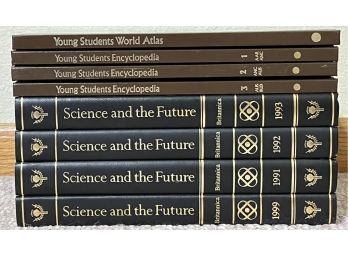 Assorted Lot Of Books Incl. Science &the Future & Young Students Encyclopedia & World Atlas