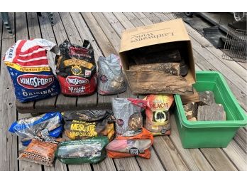 Large Lot Of Fire Grilling Chips, Wood, & Coal