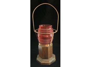 Glass Lantern W/ Wood Base