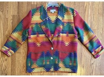 Vintage Starfire Wool Blend Jacket W/ Southwestern Design