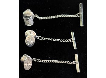 3pc Tie Tacks Incl.  Anson Sterling Silver & Swank