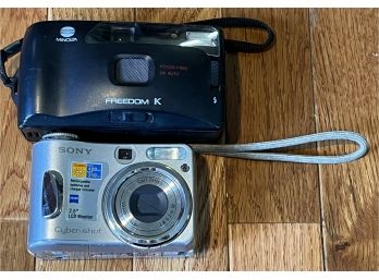 2pc Camera Lot Incl. Sony Camera Model No. DSC-S90