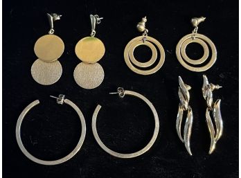 4pc Assorted Vintage Gold-toned Earrings