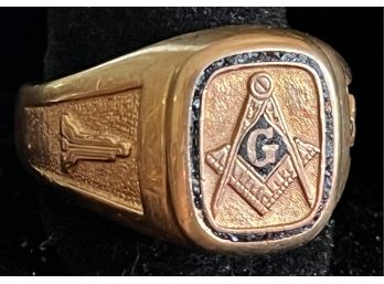 Solid 10k Gold Men's Masonic Ring