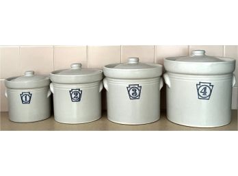 4pc Collection Of Pfaltzgraff Crock Canisters