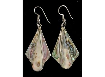 Hand Made Abalone Silver Drop Earrings