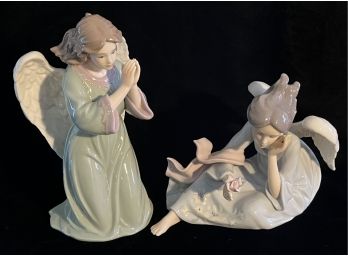 2 Ceramic Angels Hand Painted In China