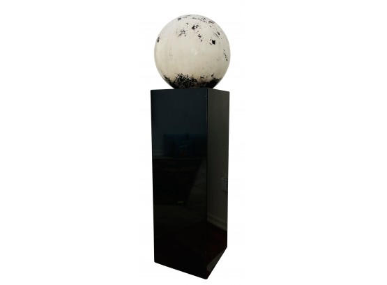 Modern Metal Sphere And Pedestal Sculpture