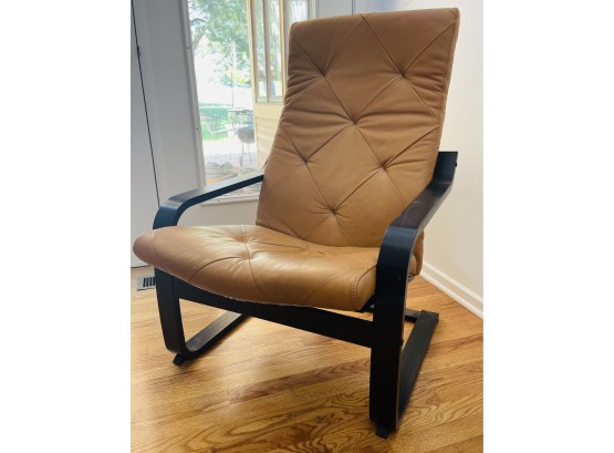 Ikea Poang Chair With Brown Leather Seat