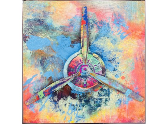 Multicolor Airplane Rotor Blade Print On Canvas
