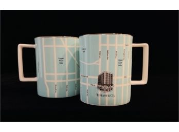 Tiffany And Co. Set Of 2 Manhattan Map Mugs Great Condition